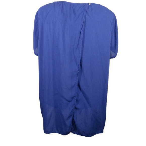 Old Navy Women's Large Blue Split Back Short Sleeve Lightweight Top - Picture 2 of 8